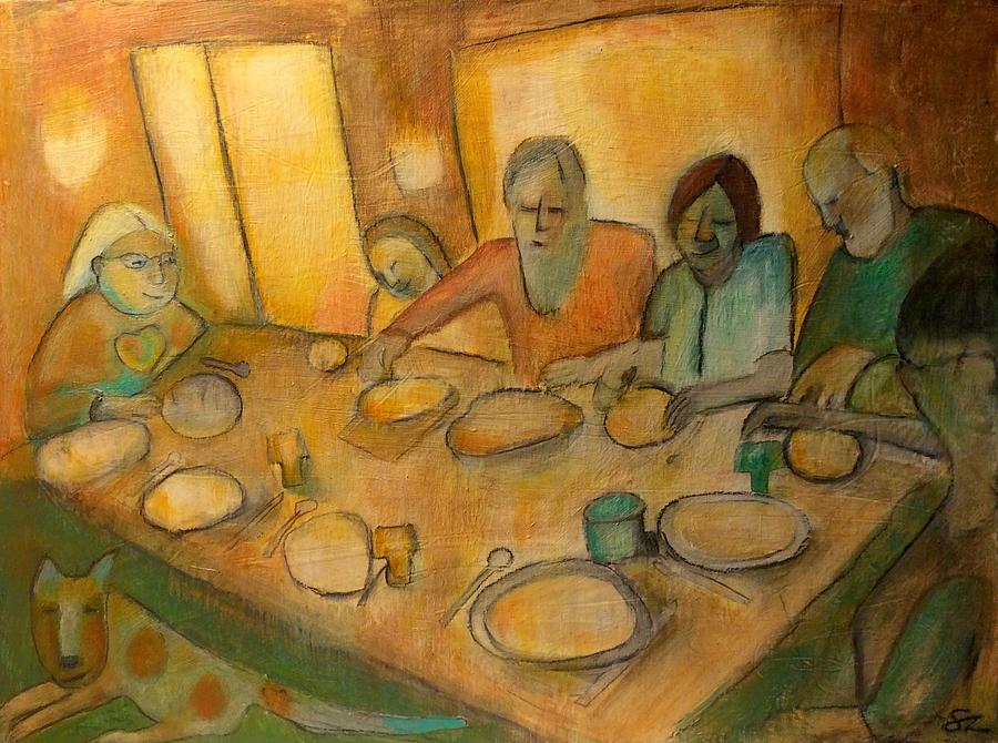 900x670 The Welcome Table Painting By Suzy Norris - Dinner Table Painting
