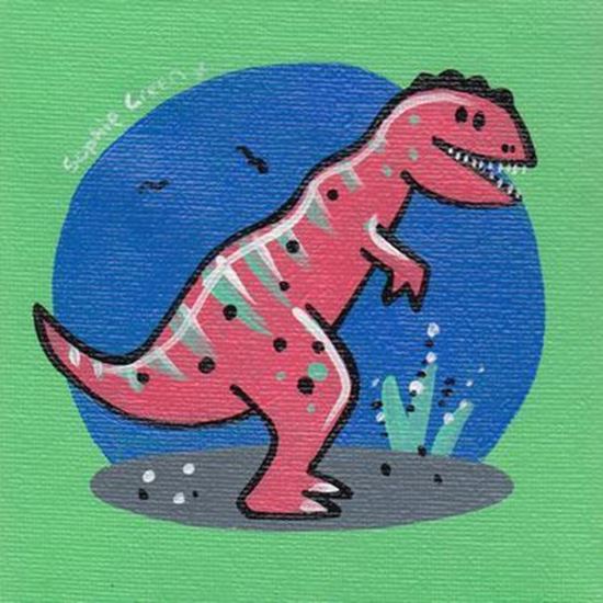 550x550 Mini Painting Dino Tyrannosaur (Red) Sophie Green - Dino Painting