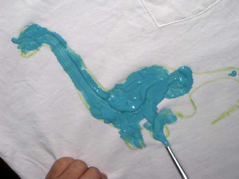 800x600 Painted Dinosaur T Shirt ~ Happy Whimsical Hearts - Dino Painting