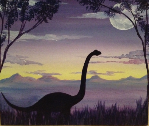500x424 Bj's Grill 08072018 Paint Nite Event - Dino Painting