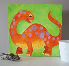 236x225 Dinosaur Silhouette Canvas Painting. Set Of By Simplicitypaints - Dinosaur Kids Painting