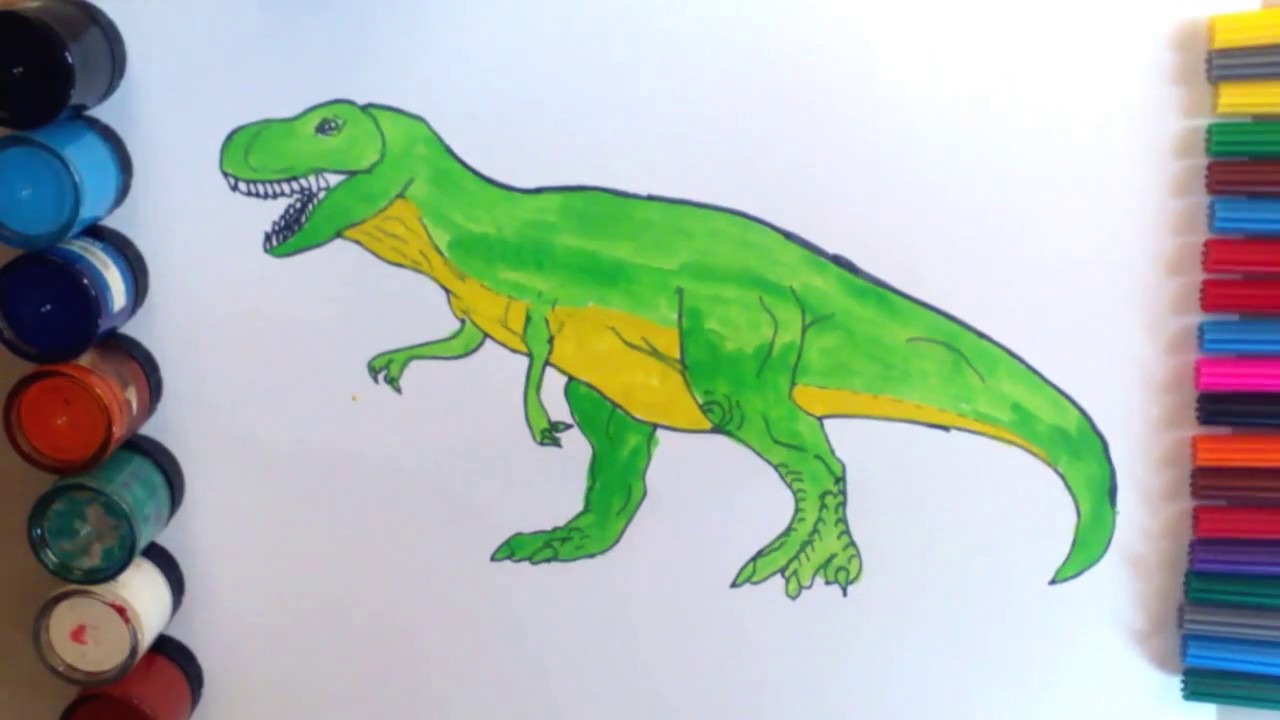 1280x720 How To Draw A Dinosaur For Kidsdrawing Amp Painting Easily Step By - Dinosaur Kids Painting