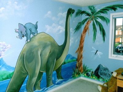 400x300 Kids Murals Dinosaur Wall Painting Metallic Wall Paint - Dinosaur Kids Painting