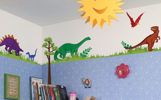 541x337 Kids Room Decor Painting A Dinosaur Wall Mural Using - Dinosaur Kids Painting