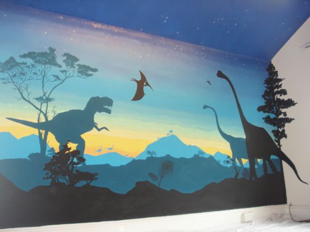 640x480 Dinosaurs Boys Bedroom Wall Mural Artwork David - Dinosaur Kids Painting