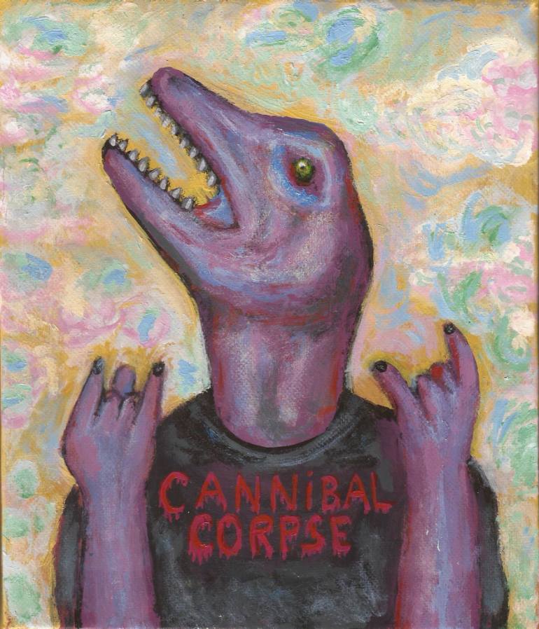 770x898 Saatchi Art Death Metal Dinosaur Painting By Carlos Becerra - Dinosaur Painting