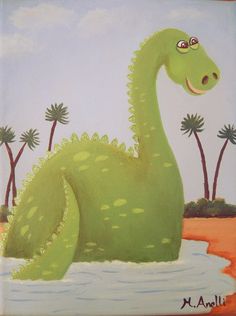 236x316 Colourful Dinosaur Children's Wall Art By Giraffeillustration - Dinosaur Painting For Kids