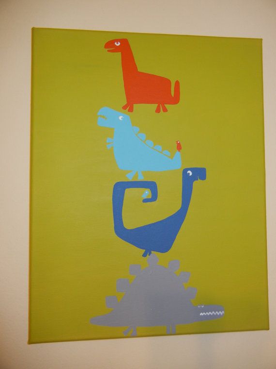 570x760 Cool Dino Painting Rainbow Dinosaur Room Ideas - Dinosaur Painting For Kids
