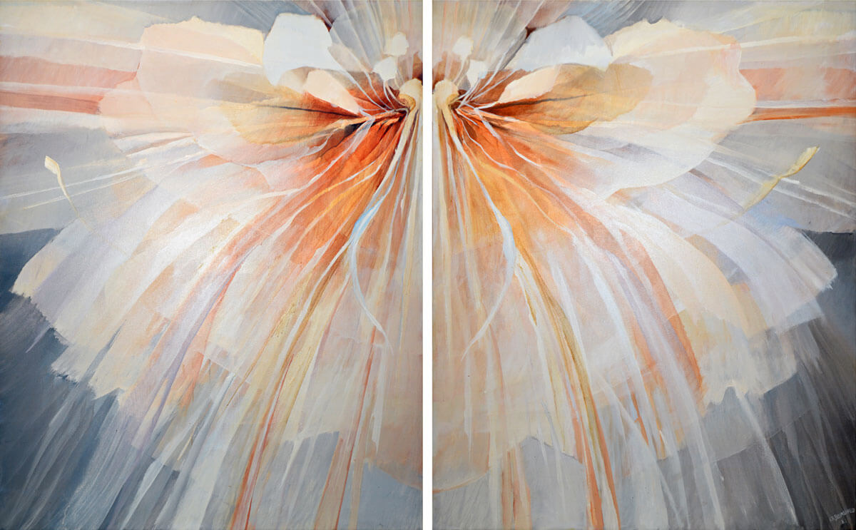 1200x743 Flower Diptych Painting - Diptych Painting