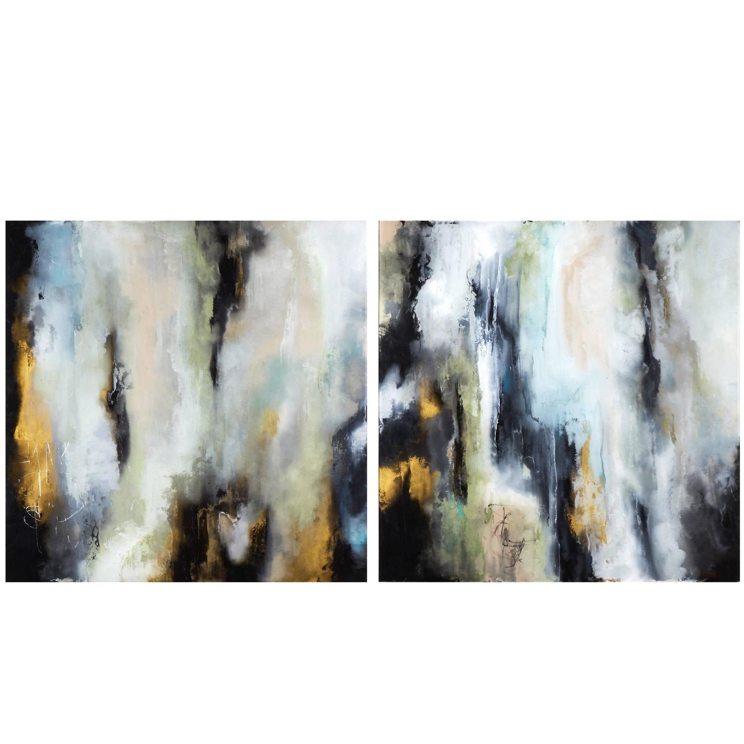 1500x1500 In The Mist Abstract Paintings Diptych By Katherine Houston - Diptych Painting