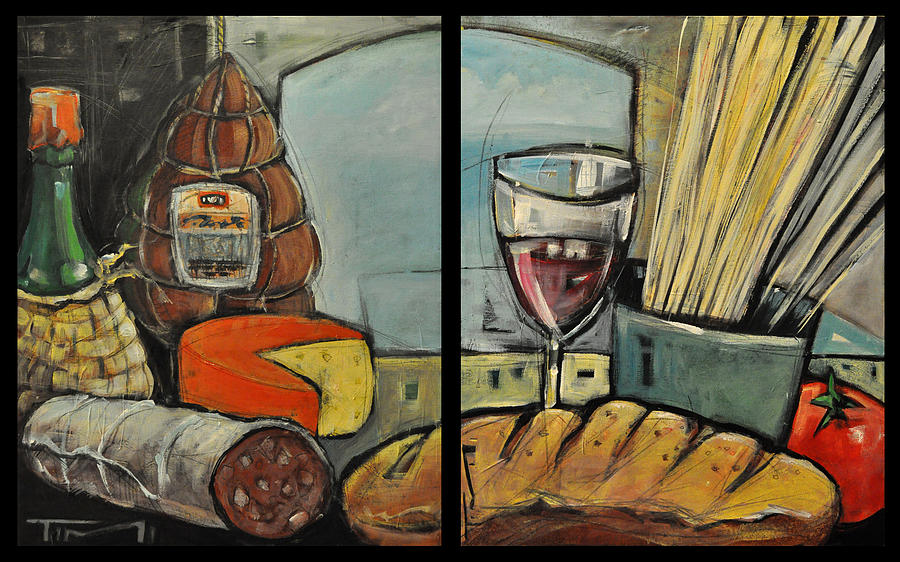 900x562 Italian Deli Diptych Painting By Tim Nyberg - Diptych Painting