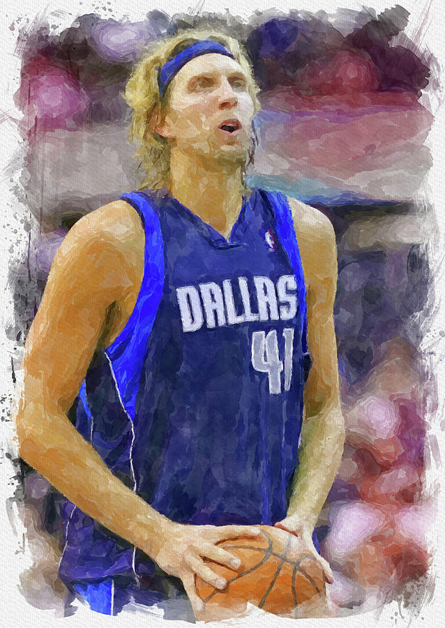 638x900 Dirk Nowitzki Paint Digital Art By Ricky Barnard - Dirk Nowitzki Painting