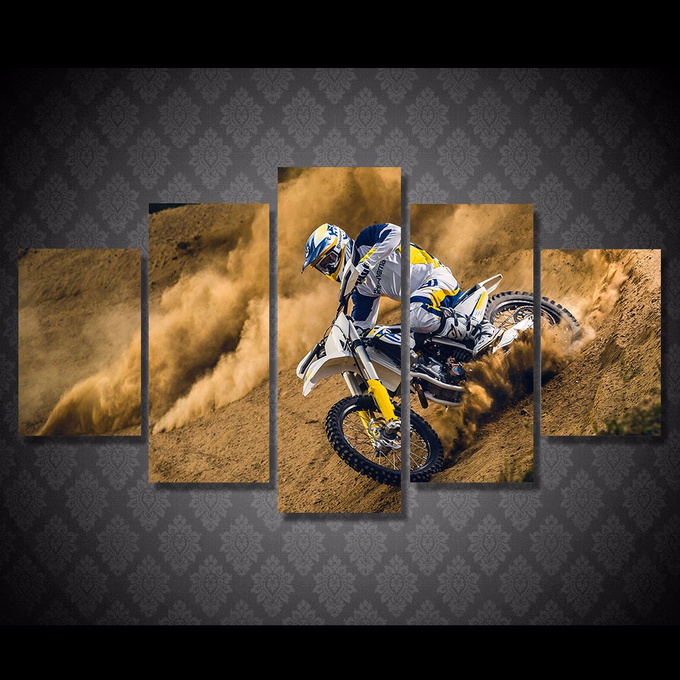 960x960 5 Pieces Canvas Prints Motocross Car Painting Wall Art Home Decor - Dirt Bike Painting