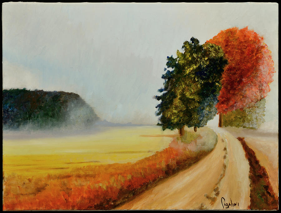 900x681 Dirt Road Painting By Gloria Cigolini Depietro - Dirt Road Painting