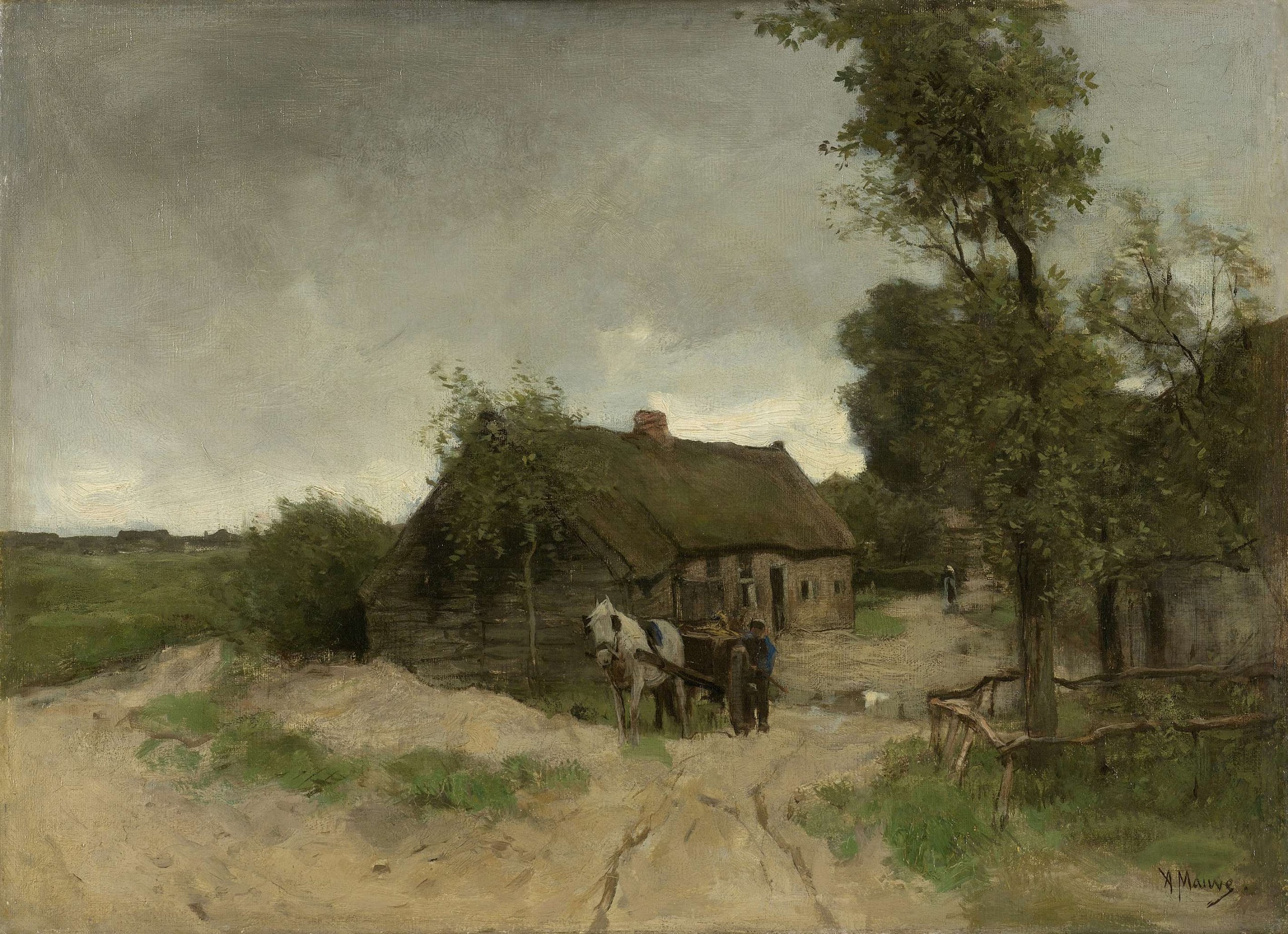 2560x1856 Cottage On The Dirt Road. 1870 - Dirt Road Painting