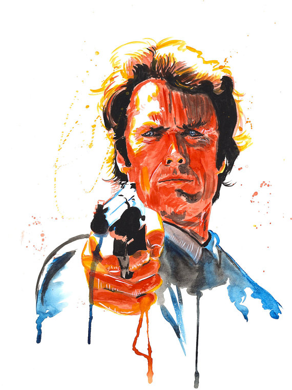 570x760 Clint Eastwood Dirty Harry Painting Watercolor Wall Art - Dirty Harry Painting