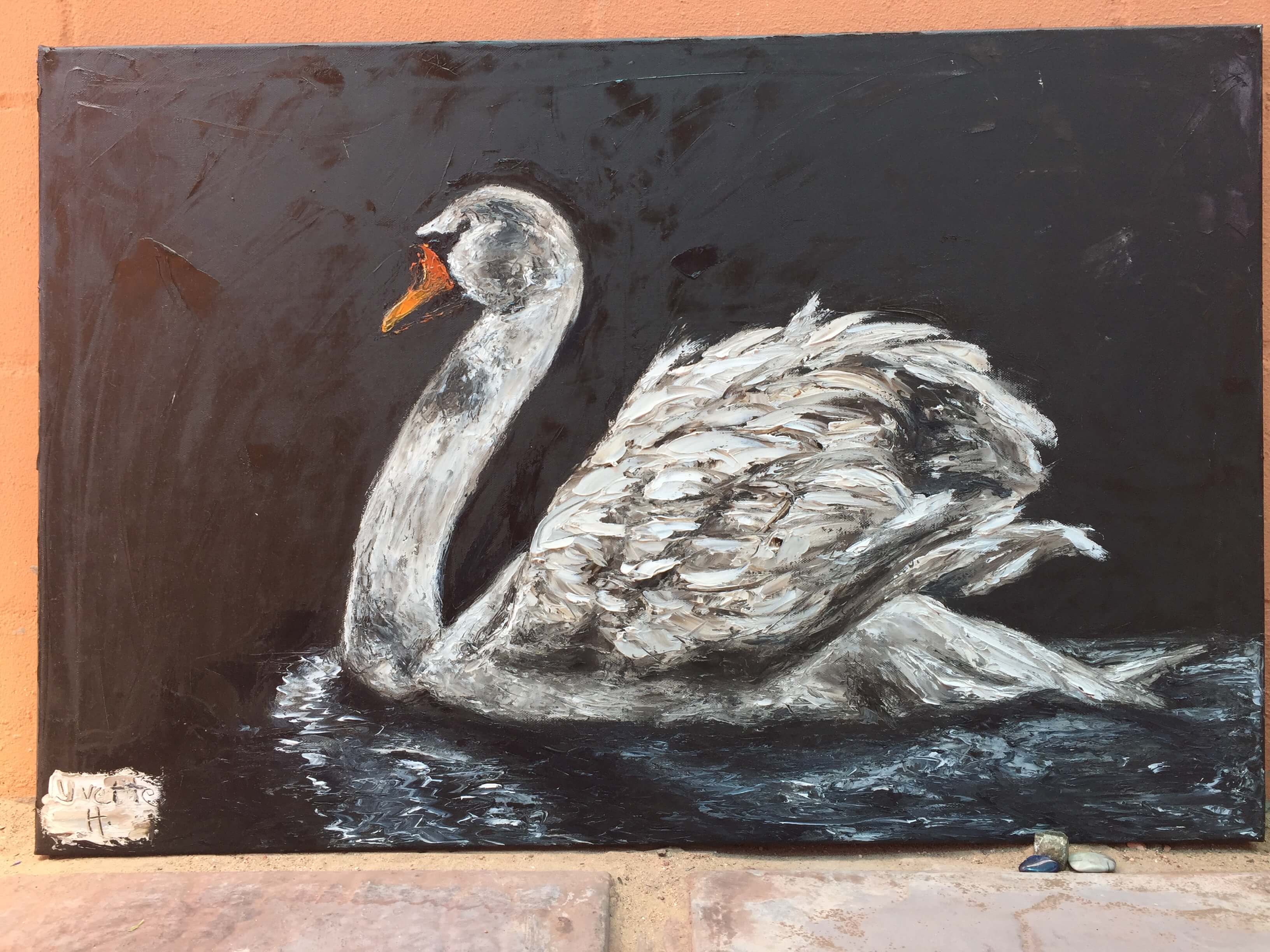 3264x2448 Dirty Swan Oil Painting Unusual Swan With Dirty Feathers - Dirty Painting