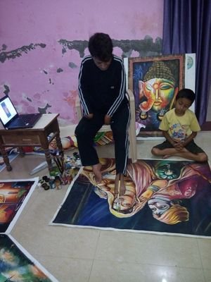 300x400 Disabled Artists On Twitter Modern Art Painting Made By Foot - Disabled Artists Painting