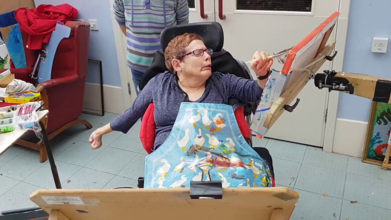 1280x720 Disabled Artists Painting With A Specialist Easel - Disabled Artists Painting