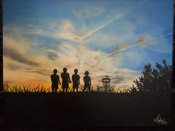 570x427 Disc Golf Friends Painting - Disc Golf Painting