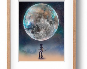 340x270 Disco Ball Illustration Disco Ball Art Print Disco Art - Disco Ball Painting