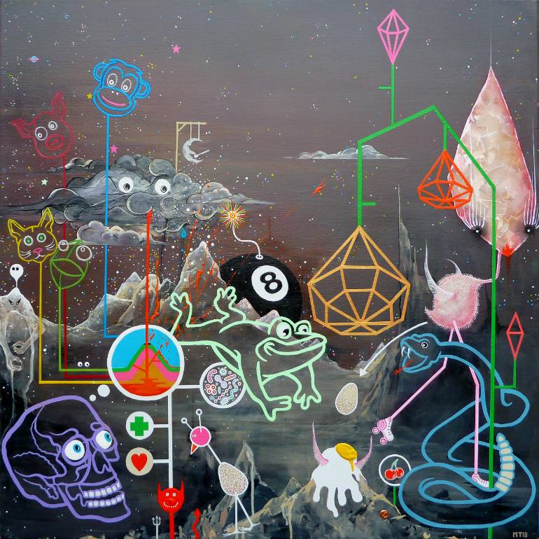 770x770 Saatchi Art Salome Hopper, Night On Disco Mountain Painting By - Disco Painting