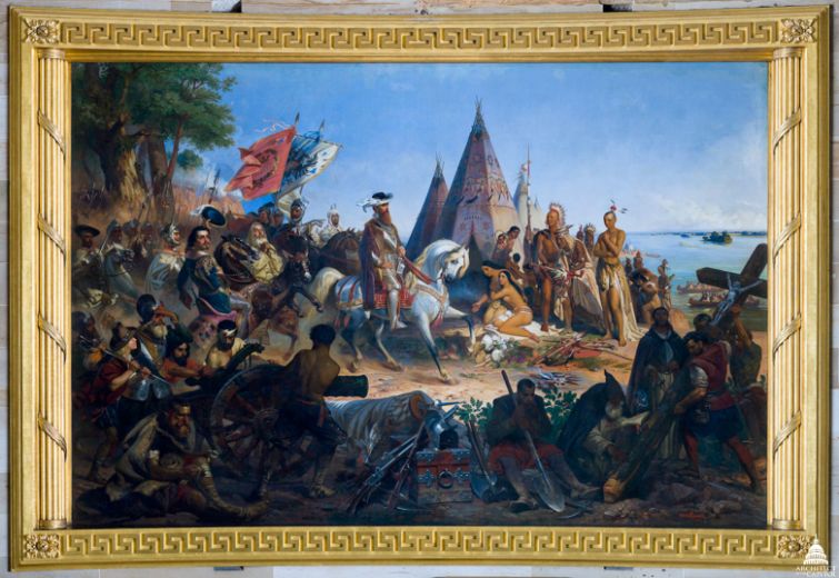 755x520 Discovery Of The Mississippi By De Soto Architect Of The Capitol - Discovery Painting