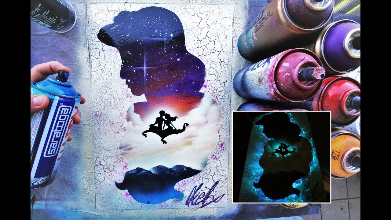 1280x720 Aladdin Glow In Dark - Disney Aladdin Painting