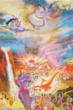 250x375 Disney Fine Art Aladdin Published Original 30 X 20 - Disney Aladdin Painting