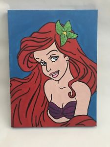 225x300 Disney Ariel From Little Mermaid Hand Drawn Amp Painted Canvas - Disney Ariel Painting