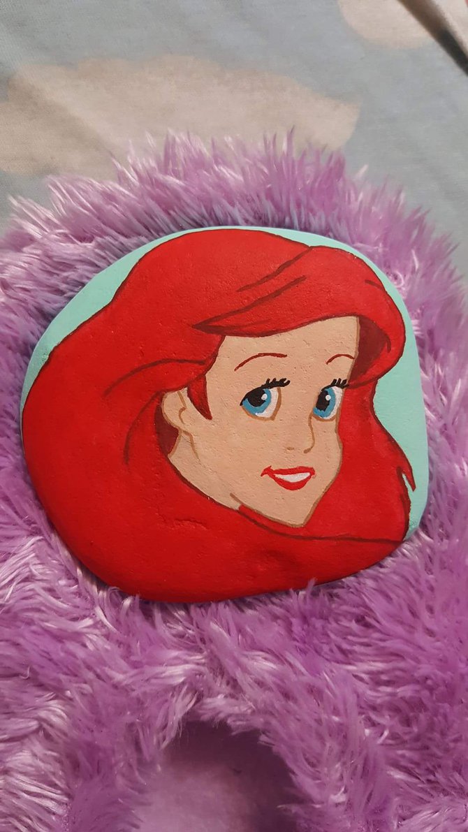 670x1191 Disney Ariel The Little Mermaid A Rock By Analdi - Disney Ariel Painting