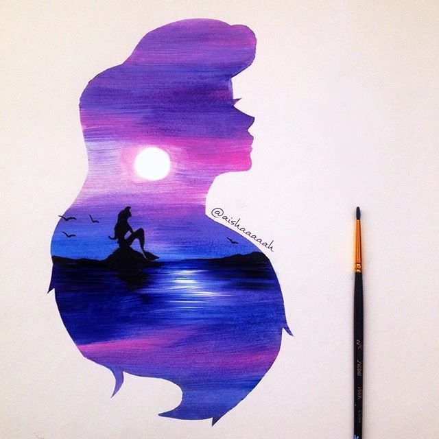 640x640 Absolutely Magical Silhouette Paintings - Disney Ariel Painting