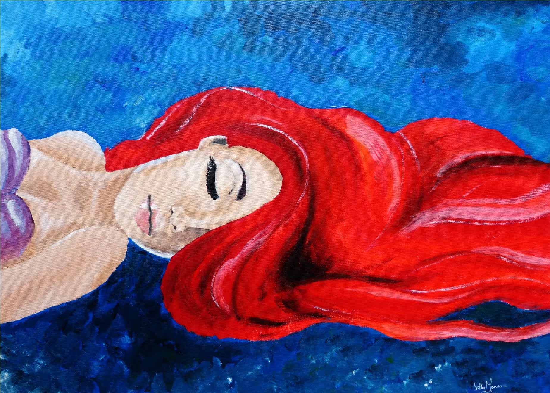 1848x1321 The Little Mermaid - Disney Ariel Painting