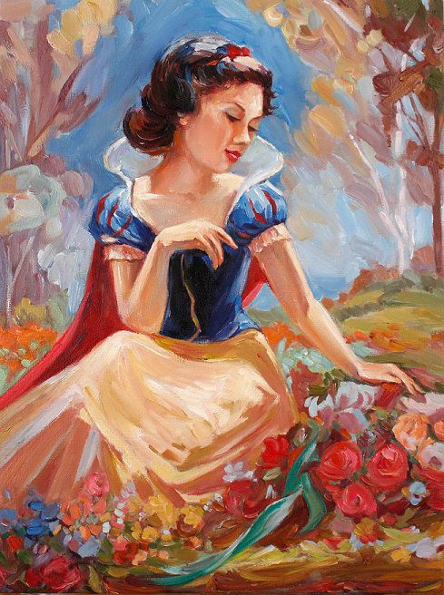 489x656 Disney Snowwhite Oil Painting On Canvas Textured Hand Painted - Disney Art Painting