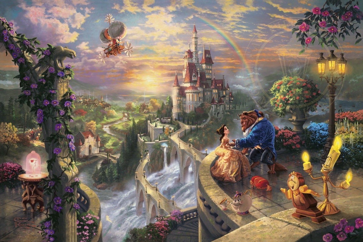 1200x801 Beauty And Beast Falling In Love Limited Edition Art - Disney Beauty And The Beast Painting