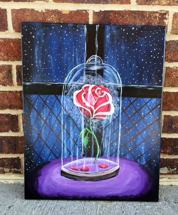 570x690 Disney Beauty And The Beast Rose Painting - Disney Beauty And The Beast Painting