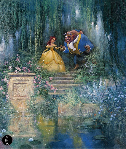 425x500 Disney Fine Art Beauty And The Beast Giclee Gallery Of Art - Disney Beauty And The Beast Painting
