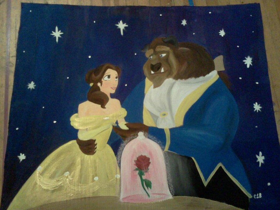 900x675 Huge Beauty And The Beast Painting By Spongebobluvr66 - Disney Beauty And The Beast Painting