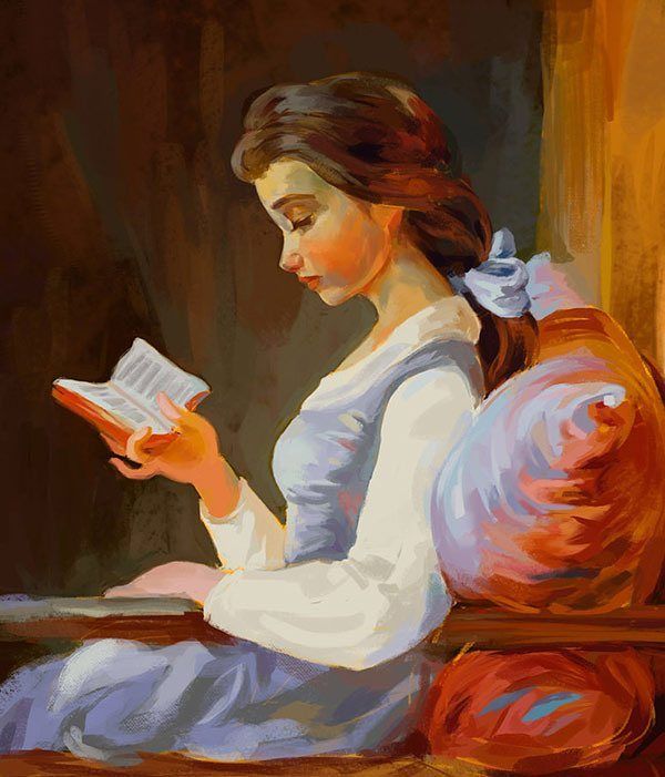600x701 Belle Reading I Want To Be A Princess Too! Beast - Disney Belle Painting