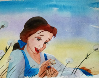 340x270 Prints Originals And Custom Paintings Di Designandartwork Su Etsy - Disney Belle Painting