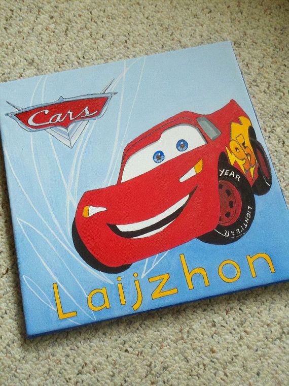 570x760 Disney Cars Lightening Mcqueen 12 X 12 Painting By Recaldej - Disney Cars Painting