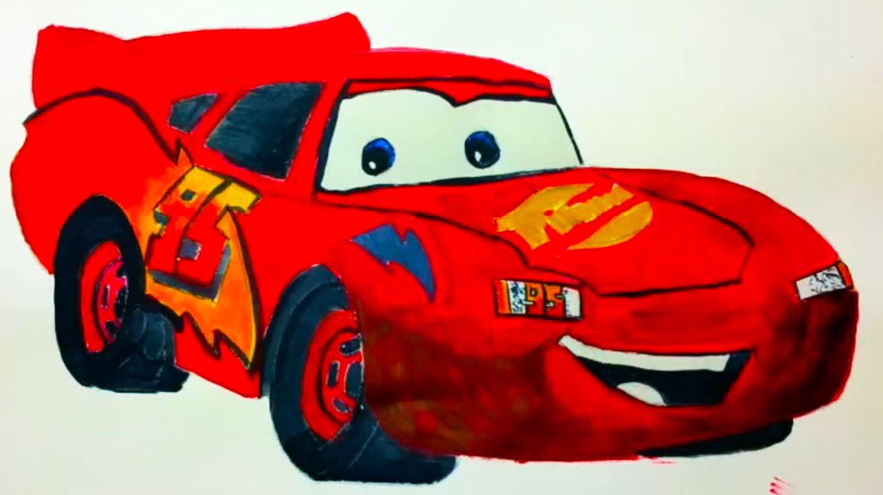 1285x720 Disney Amp Pixar's Lightning Mcqueen From Cars Speed Painting - Disney Cars Painting
