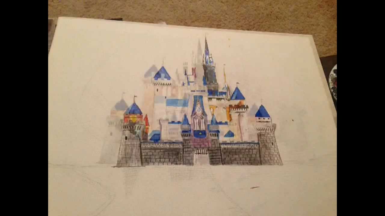 1280x720 Disney Castle Painting. - Disney Castle Painting