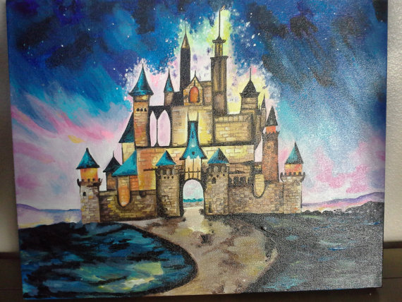 570x428 Disney Castle Castles, Etsy And Paintings - Disney Castle Painting
