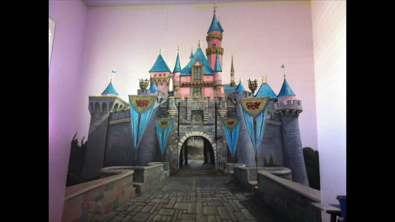 1280x720 Disneyland Sleeping Beauty Castle Wall Painting Mural Process - Disney Castle Painting