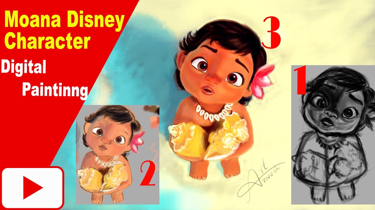 1280x720 Moana Disney Character Digital Painting Speed Painting Video - Disney Character Painting