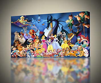 355x293 Disney Characters Canvas Print Wall Art Decor Giclee - Disney Character Painting