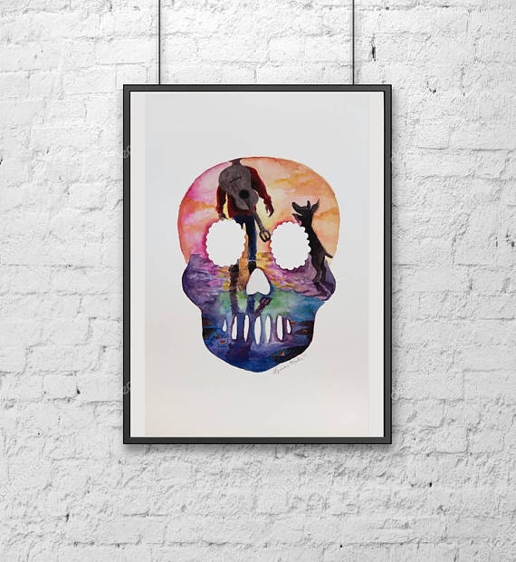 570x620 Disney's Coco Watercolor Painting Art Print - Disney Coco Painting