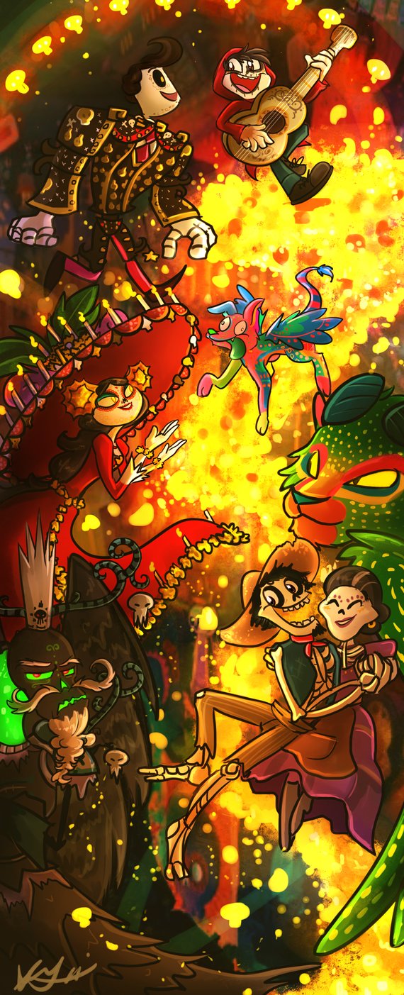 570x1403 Coco's Book Of Life~ By Blossom Fur7 - Disney Coco Painting