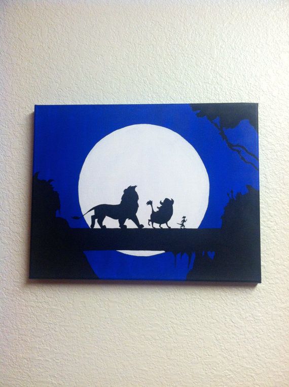 570x763 Disney Silhouette Painting - Disney Lion King Painting